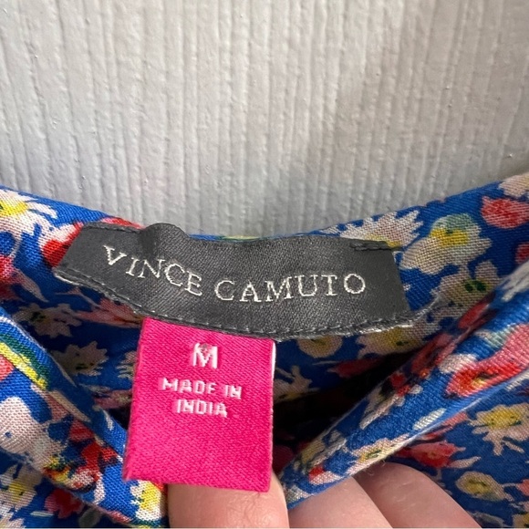 Vince Camuto Blue Floral Sleeveless Maxi Dress Size Medium Side Slits Cobalt - Picture 6 of 13